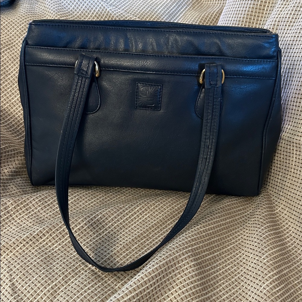 Elegant Navy Blue Leather Tote Bag